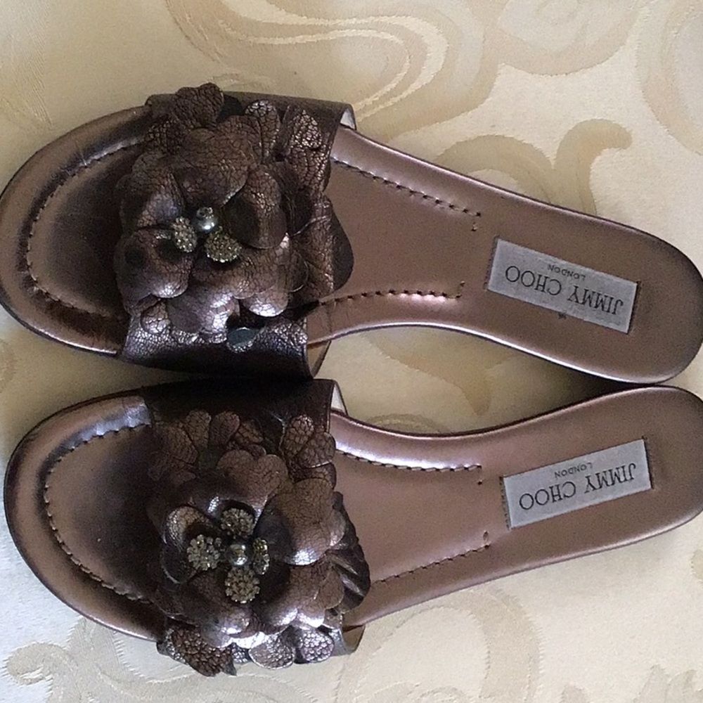 Jimmy Choo Brown Floral Women's Slides